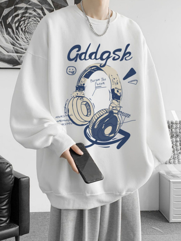 Nova mikina s okruglim vratom za proljeće i jesen, teška, opuštena silueta u američkom streetwear stilu, muška plus veličina, casual za jesen-zimu