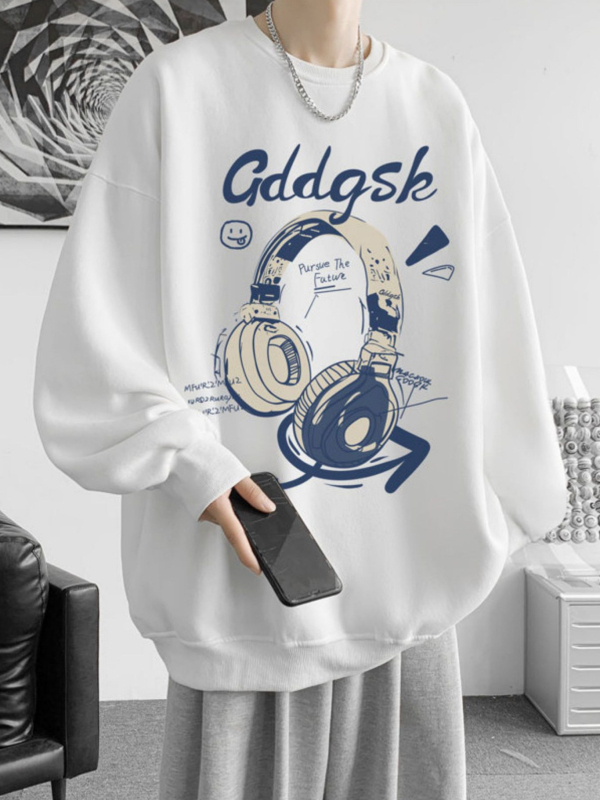 Nova mikina s okruglim vratom za proljeće i jesen, teška, opuštena silueta u američkom streetwear stilu, muška plus veličina, casual za jesen-zimu