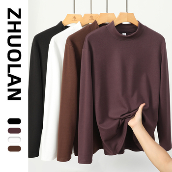 Muški sweatshirt u plus veličini, jednobojna boja, opušten kroj, dugi rukav, visok ovratnik, topao