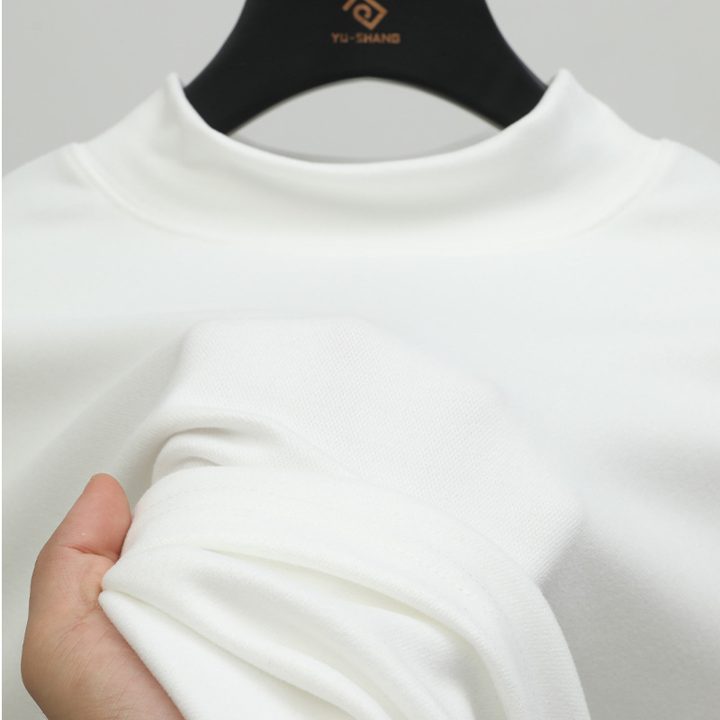 Muški sweatshirt u plus veličini, jednobojna boja, opušten kroj, dugi rukav, visok ovratnik, topao