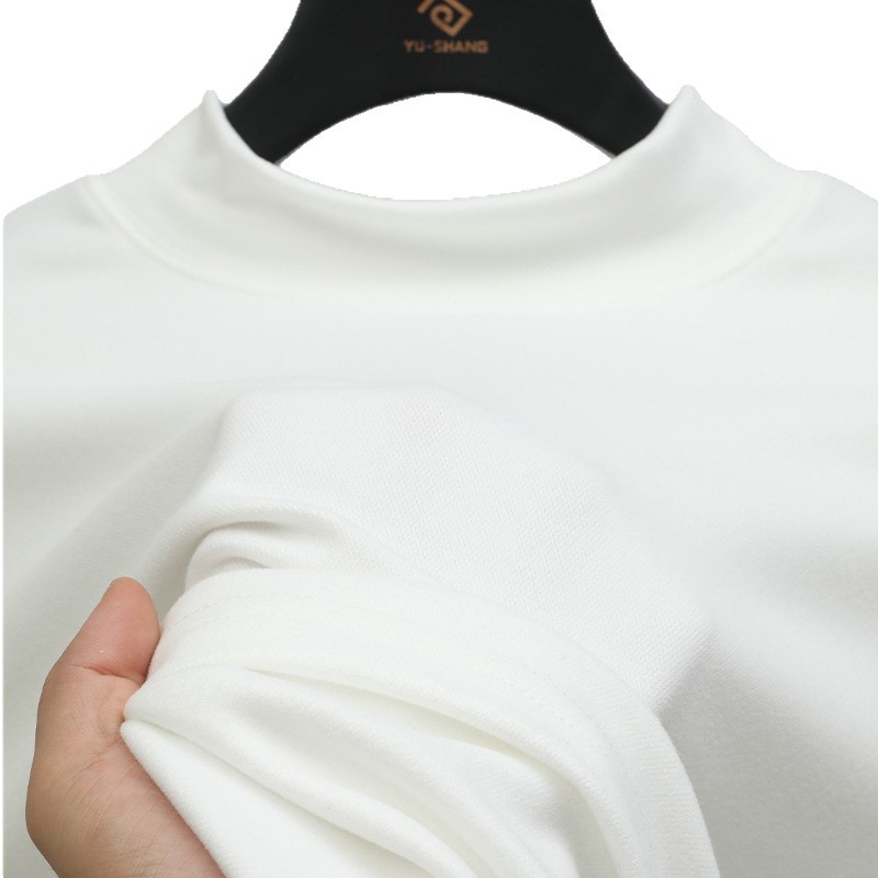 Muški sweatshirt u plus veličini, jednobojna boja, opušten kroj, dugi rukav, visok ovratnik, topao