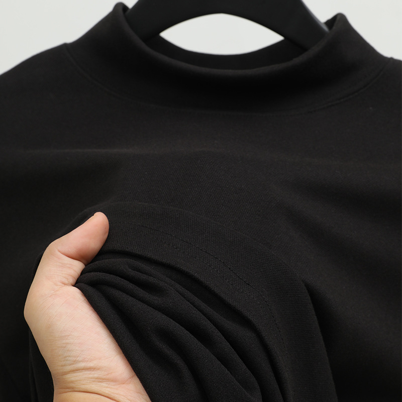 Muški sweatshirt u plus veličini, jednobojna boja, opušten kroj, dugi rukav, visok ovratnik, topao