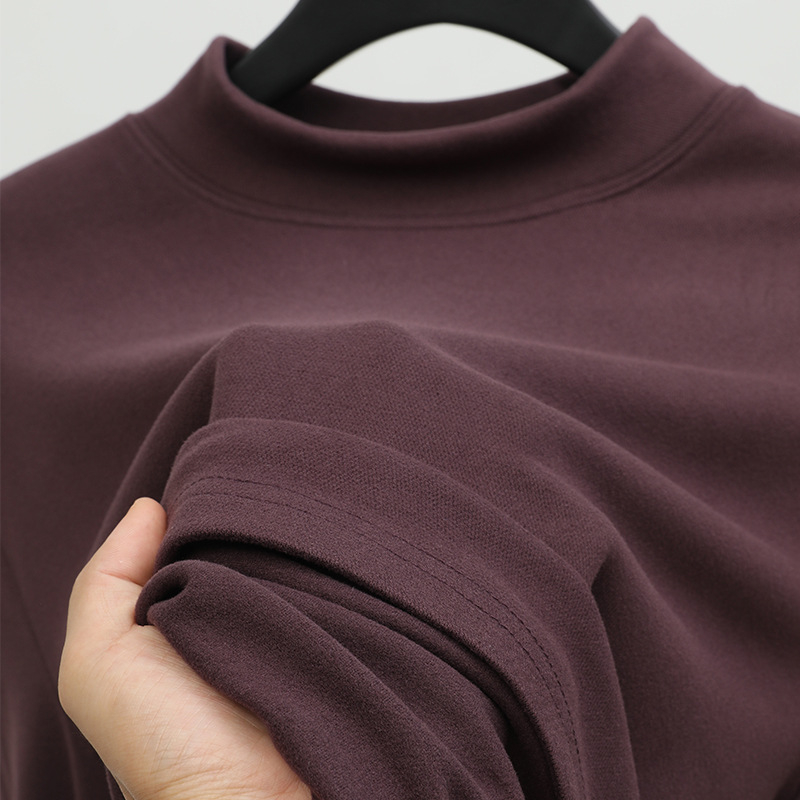 Muški sweatshirt u plus veličini, jednobojna boja, opušten kroj, dugi rukav, visok ovratnik, topao