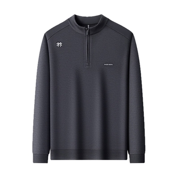 Vyrinis megztinis su stačia apykakle, ilgos rankovės, užtrauktukas, 100% poliesteris, laisvas kirpimas