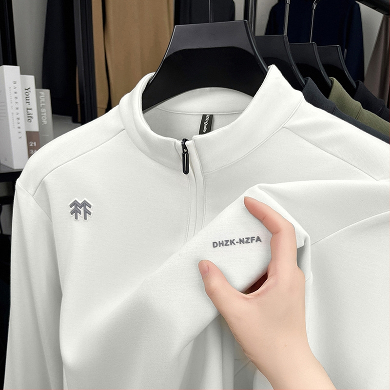 Vyrinis megztinis su stačia apykakle, ilgos rankovės, užtrauktukas, 100% poliesteris, laisvas kirpimas