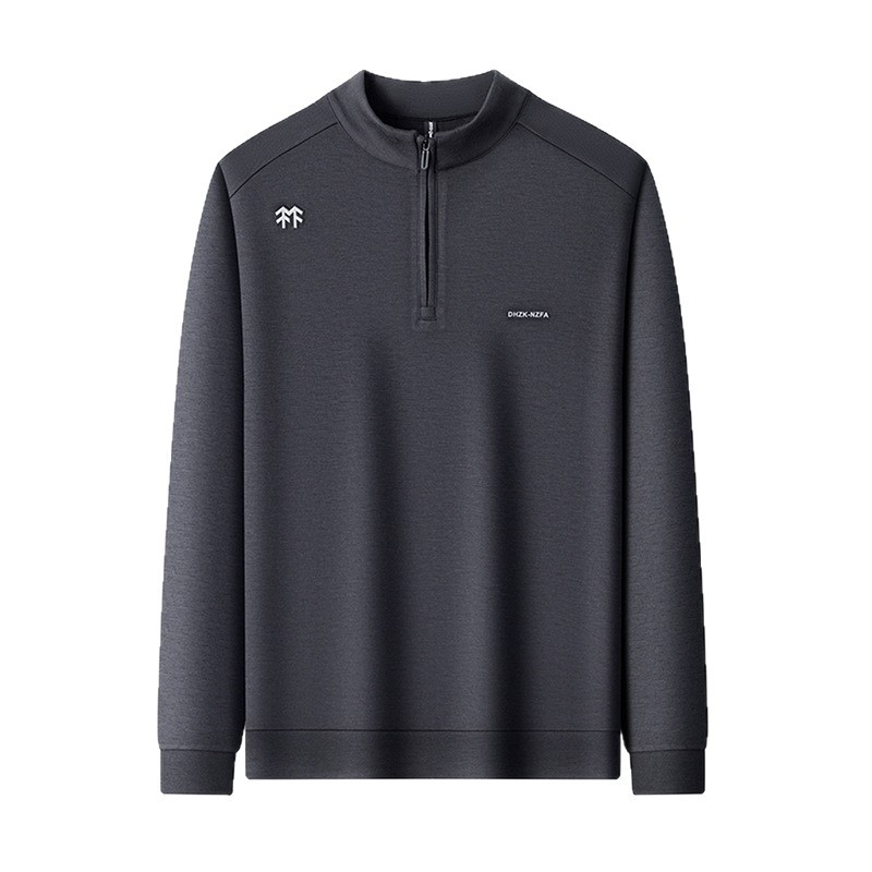 Vyrinis megztinis su stačia apykakle, ilgos rankovės, užtrauktukas, 100% poliesteris, laisvas kirpimas