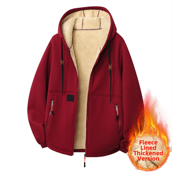 Vyrinė kapucinė fliso striukė, stora fliso pamušalas, laisvas kirpimas, užtrauktukų kišenės, poliesteris