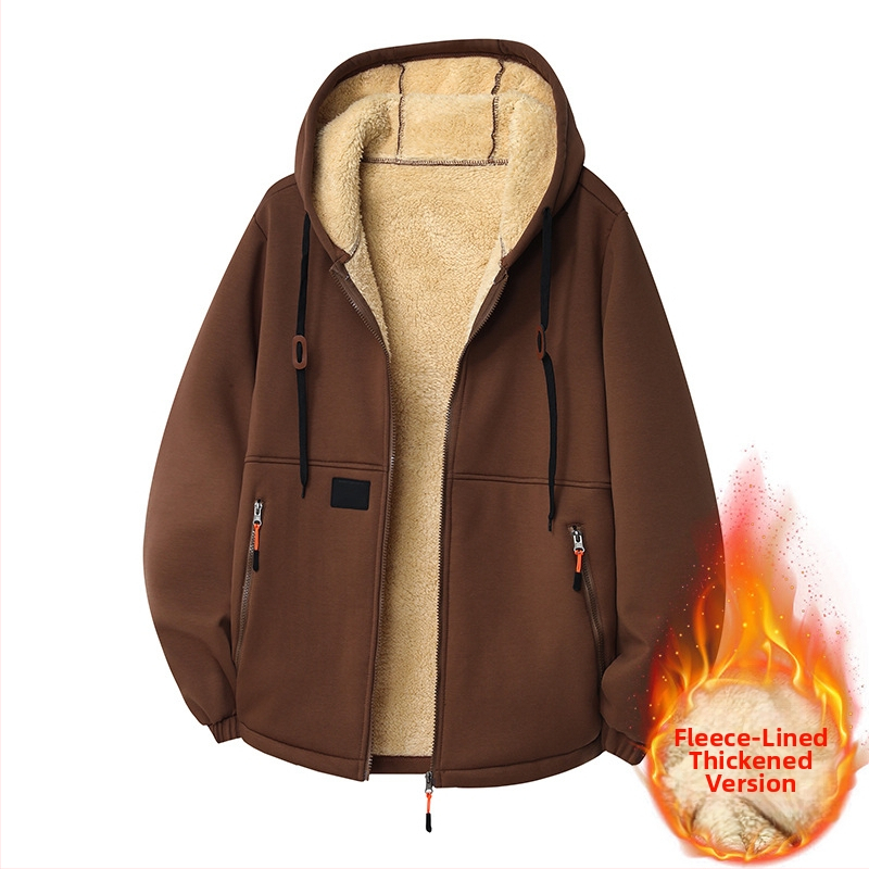 Vyrinė kapucinė fliso striukė, stora fliso pamušalas, laisvas kirpimas, užtrauktukų kišenės, poliesteris