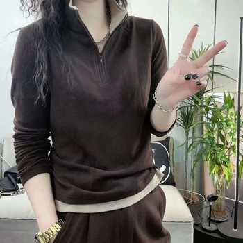 Дамски плюшен суитшърт със стойка на яка, без ръкави, модал плат, ултра къс дизайн, дължина до 40 см