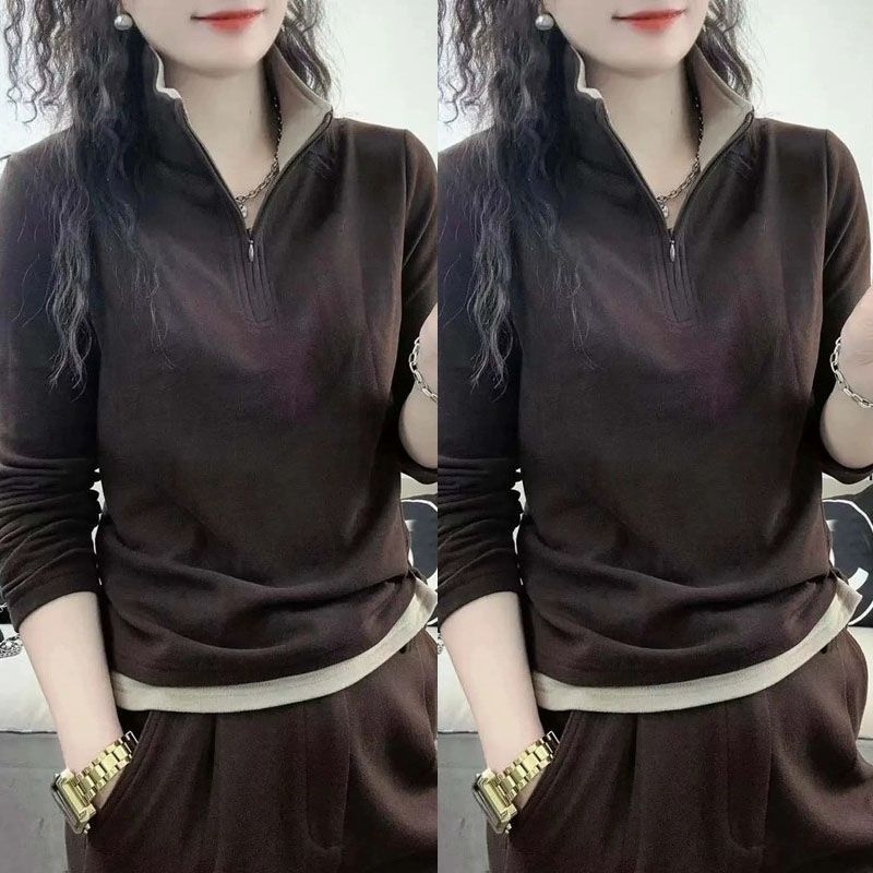 Дамски плюшен суитшърт със стойка на яка, без ръкави, модал плат, ултра къс дизайн, дължина до 40 см