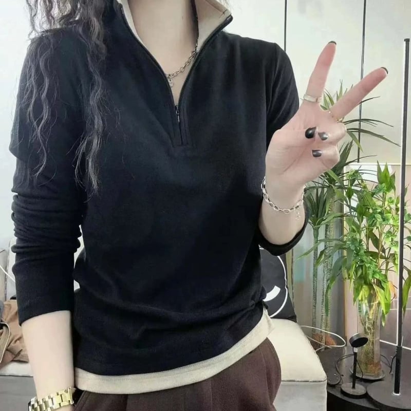 Дамски плюшен суитшърт със стойка на яка, без ръкави, модал плат, ултра къс дизайн, дължина до 40 см