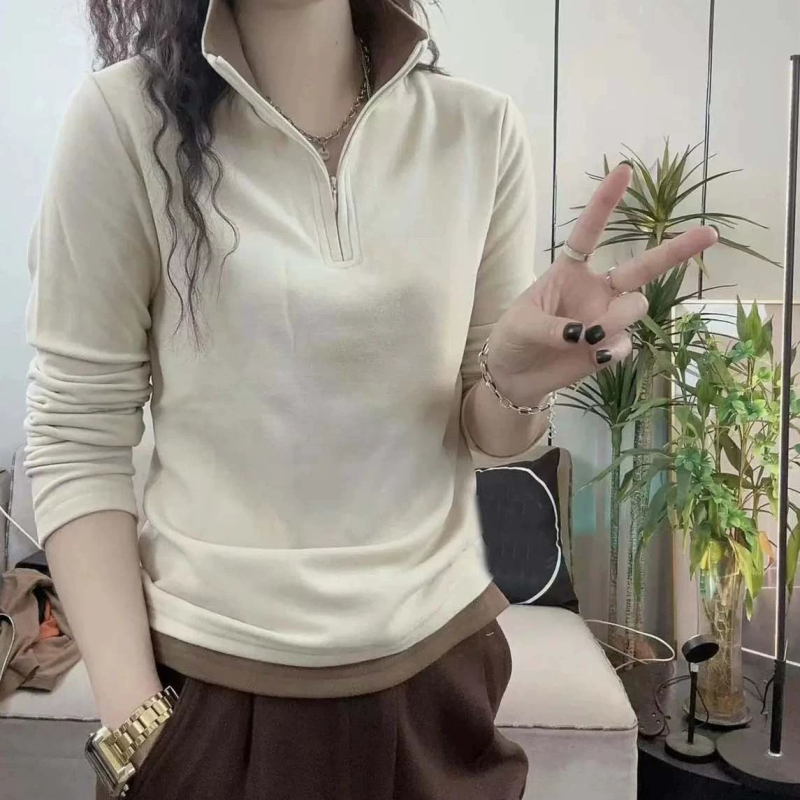 Дамски плюшен суитшърт със стойка на яка, без ръкави, модал плат, ултра къс дизайн, дължина до 40 см