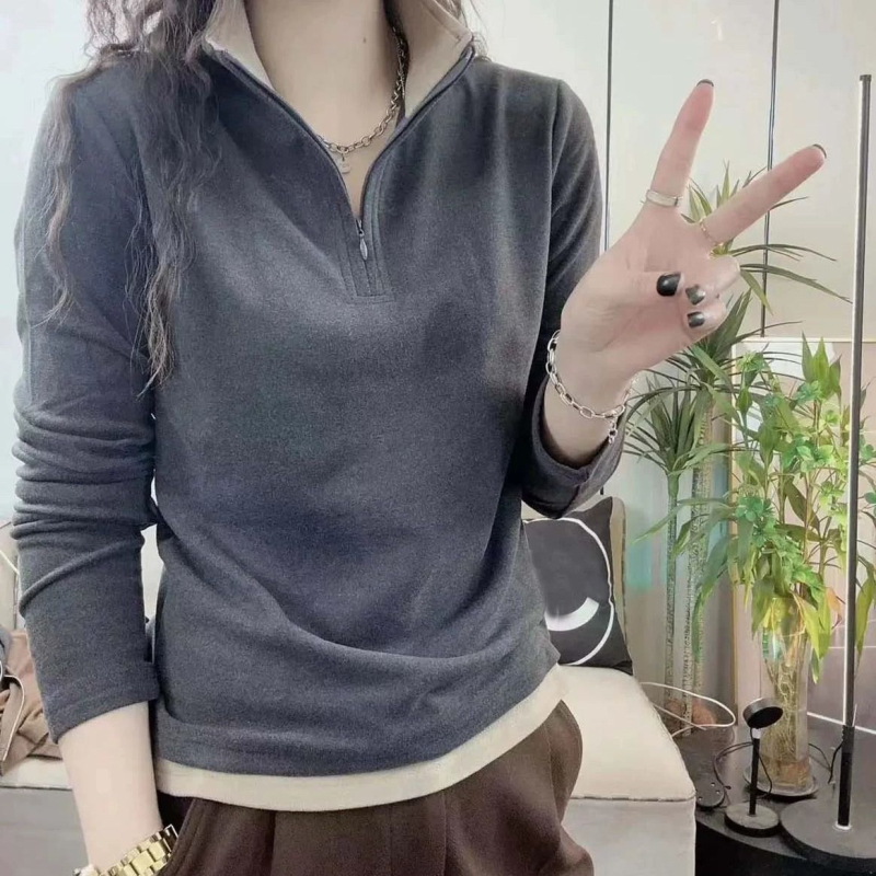 Дамски плюшен суитшърт със стойка на яка, без ръкави, модал плат, ултра къс дизайн, дължина до 40 см