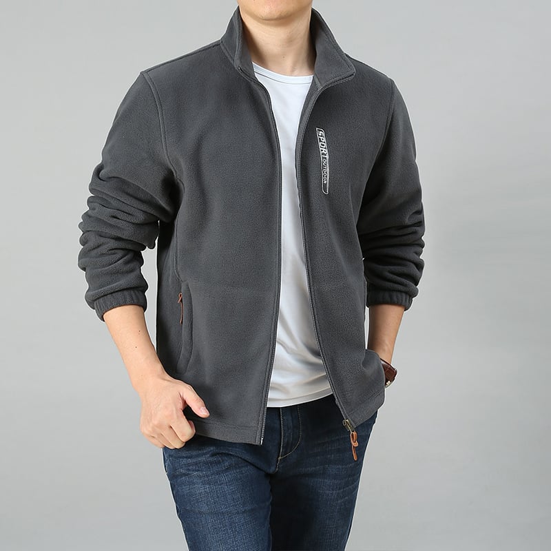 Ανδρικό φλίς μπουφάν με κουκούλα, χαλαρή γραμμή, φερμουάρ μπροστά, τσέπες με φερμουάρ, 100% πολυεστέρας