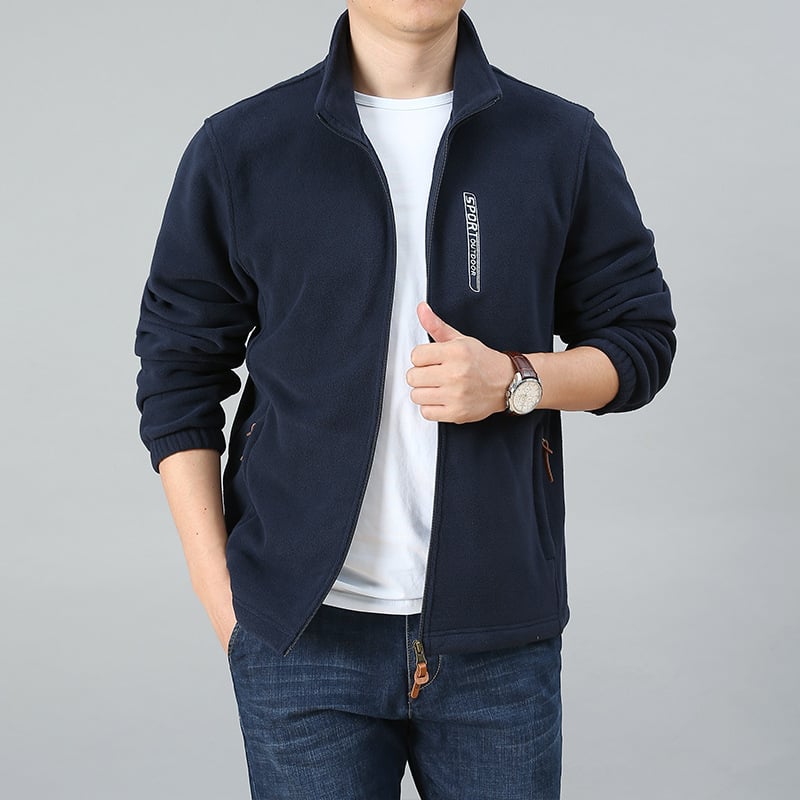 Ανδρικό φλίς μπουφάν με κουκούλα, χαλαρή γραμμή, φερμουάρ μπροστά, τσέπες με φερμουάρ, 100% πολυεστέρας