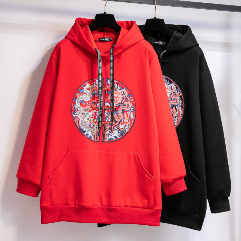 Kapucēta džemperis ar flīsa iekšpusi, ģeometrisks raksts, brīvs piegriezums, bieza audums