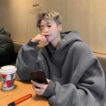 Ανδρικό φλις με κουκούλα, ύφασμα γούνας κουνελιού, επένδυση από βαμβάκι, 300 g/m², χαλαρή γραμμή