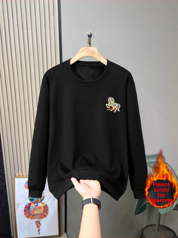 Fliso džemperis su ilgomis rankovėmis, apvali kaklo, be gobtuvo, viduje flisas, karšto perdavimo spauda