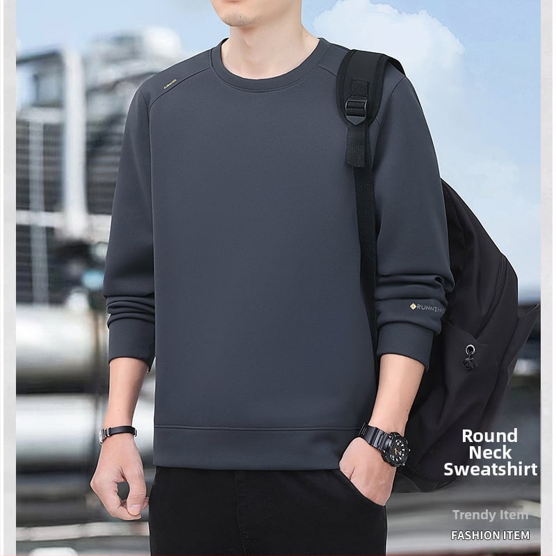 Ανδρικό φούτερ με στρογγυλό λαιμό, μακριά μανίκια, σε χαλαρή γραμμή, πολυεστερική ανάμειξη