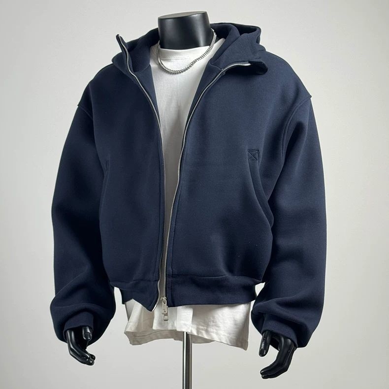 Ανδρικό φούτερ με κουκούλα από Corduroy με γούνα κουνελιού (>96%), φερμουάρ, Άνοιξη 2025