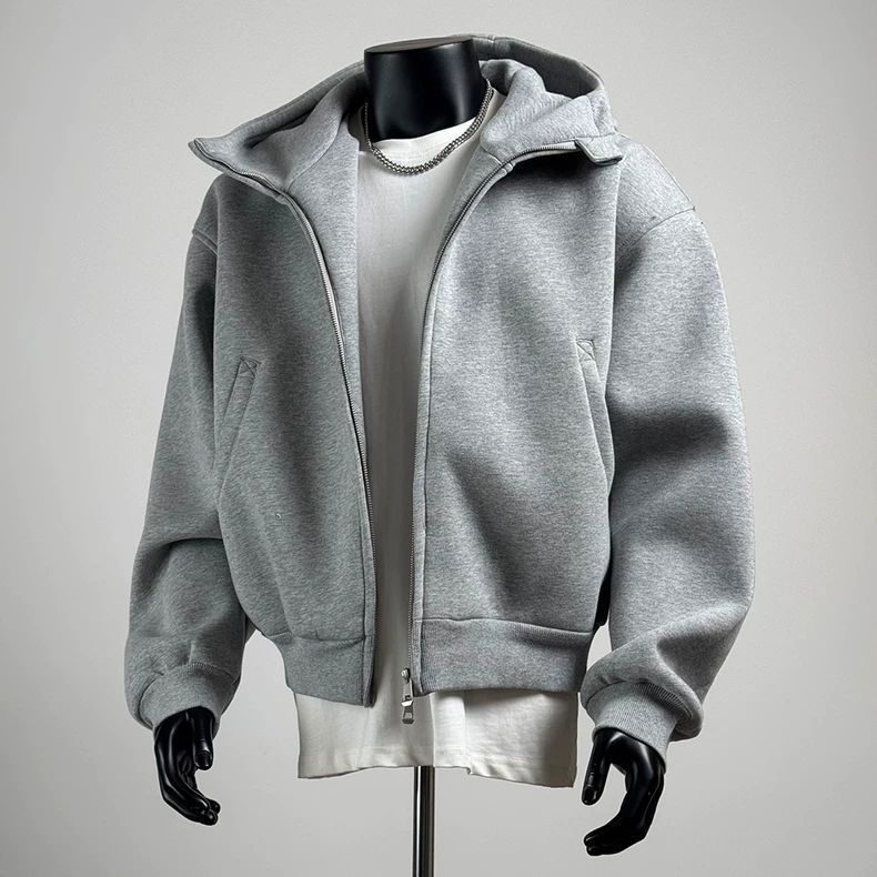 Ανδρικό φούτερ με κουκούλα από Corduroy με γούνα κουνελιού (>96%), φερμουάρ, Άνοιξη 2025