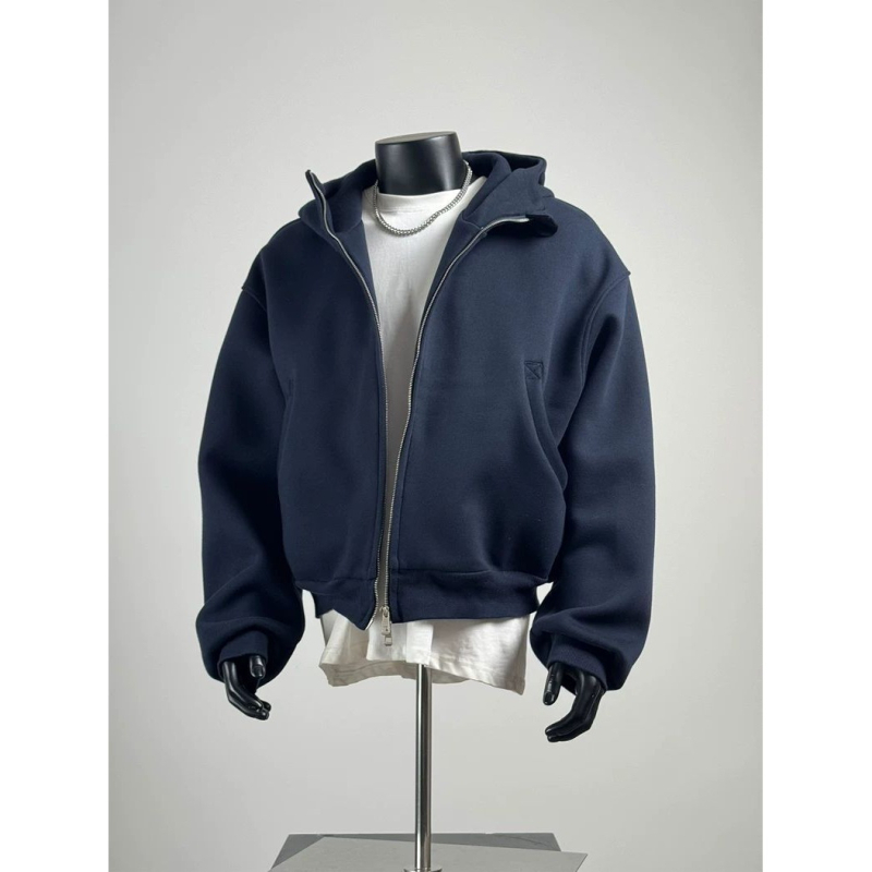 Ανδρικό φούτερ με κουκούλα από Corduroy με γούνα κουνελιού (>96%), φερμουάρ, Άνοιξη 2025