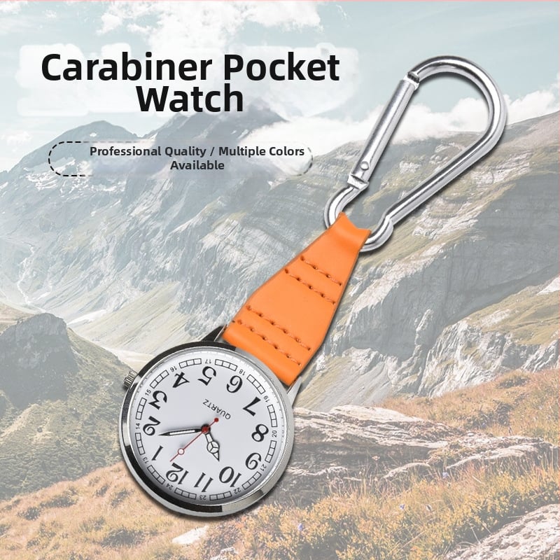 Ceas cu carabinier pentru călătorii, breloc multicolor, mecanism cuarț SL68, fața din sticlă de cuarț, carcasă din aliaj, rezistent la apă, personalizare logo
