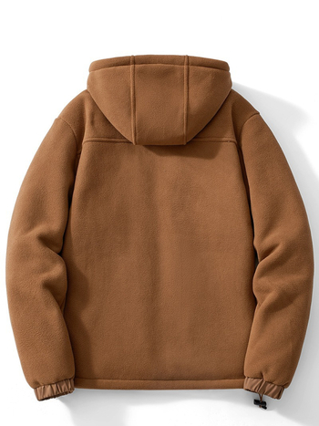 Vyrinė flisinė striukė su gobtuvu, avies vilnos pamušalas, kardigano stilius, žiemai