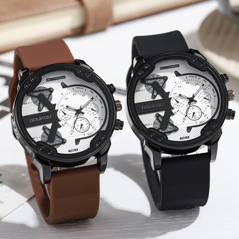 Ceas bărbătesc cu cuarț, oră mondială, carcasă din aliaj, curea din silicon, rezistent la apă