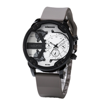 Ceas bărbătesc cu cuarț, oră mondială, carcasă din aliaj, curea din silicon, rezistent la apă
