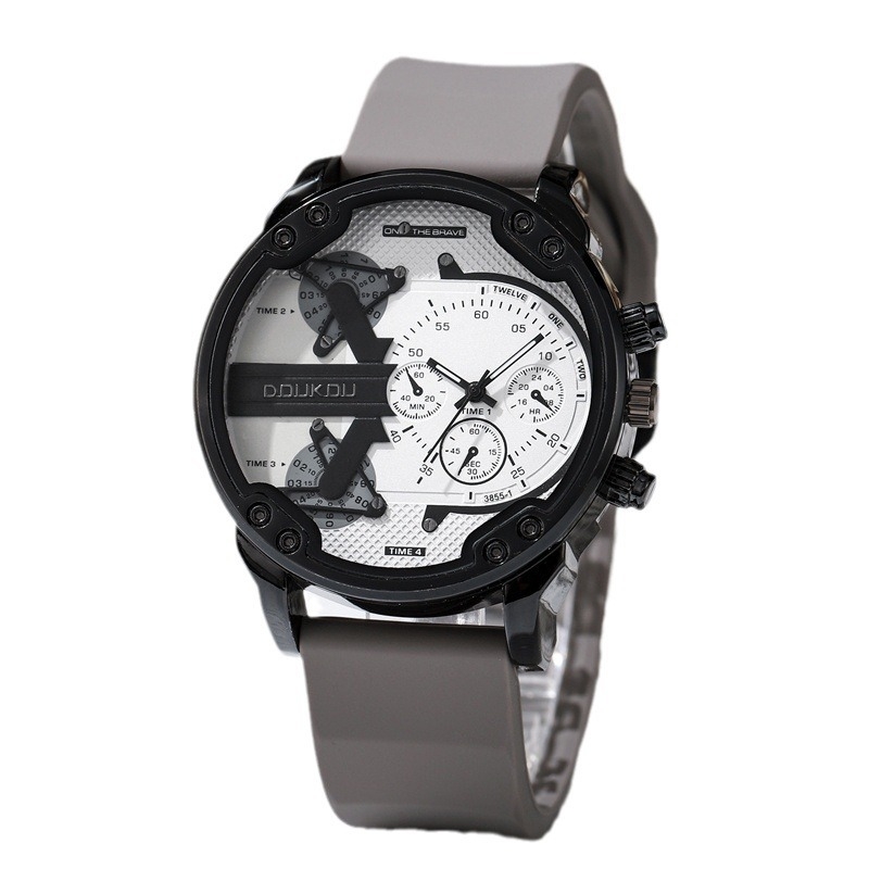 Ceas bărbătesc cu cuarț, oră mondială, carcasă din aliaj, curea din silicon, rezistent la apă