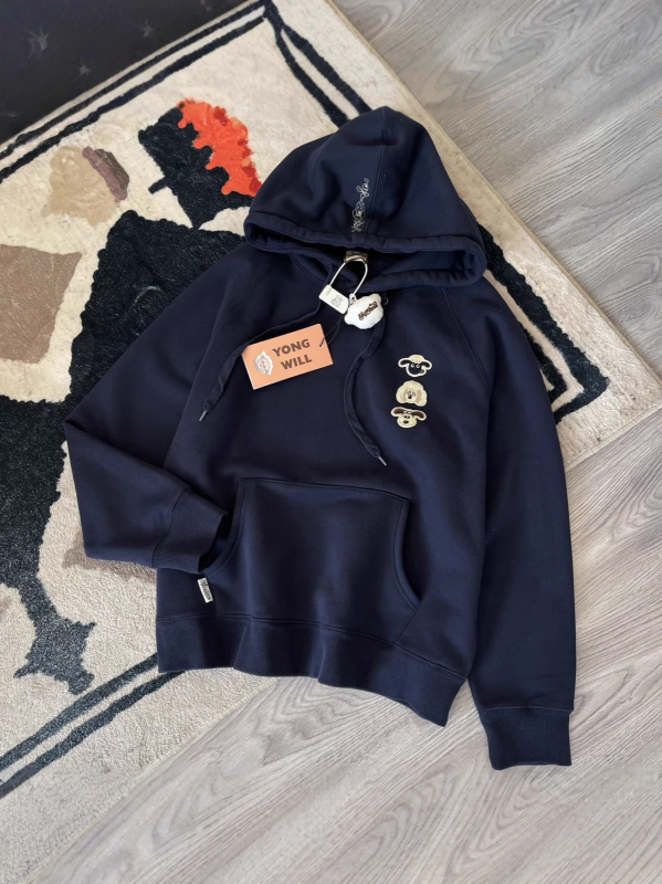 Paper Bag hoodie s flisom, karikatura izšivena, široka ležerna kroj, jesen-zima, 400 g, raglan rukavi, 8805