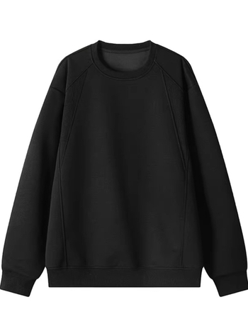 Φούτερ με φλίς επένδυση, χωρίς γιακά, χωρίς κουκούλα, μακρύ μανίκι, ελαφρώς χαλαρή γραμμή, πολυεστέρας 51-70%