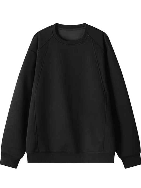 Φούτερ με φλίς επένδυση, χωρίς γιακά, χωρίς κουκούλα, μακρύ μανίκι, ελαφρώς χαλαρή γραμμή, πολυεστέρας 51-70%