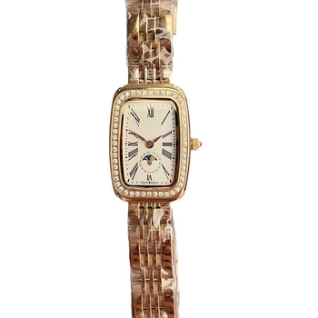 Langjia ceas de femei cu fază a lunii, cu diamante, mișcare quartz Swiss ETA, cristal de safir, rezistență la apă 50 m