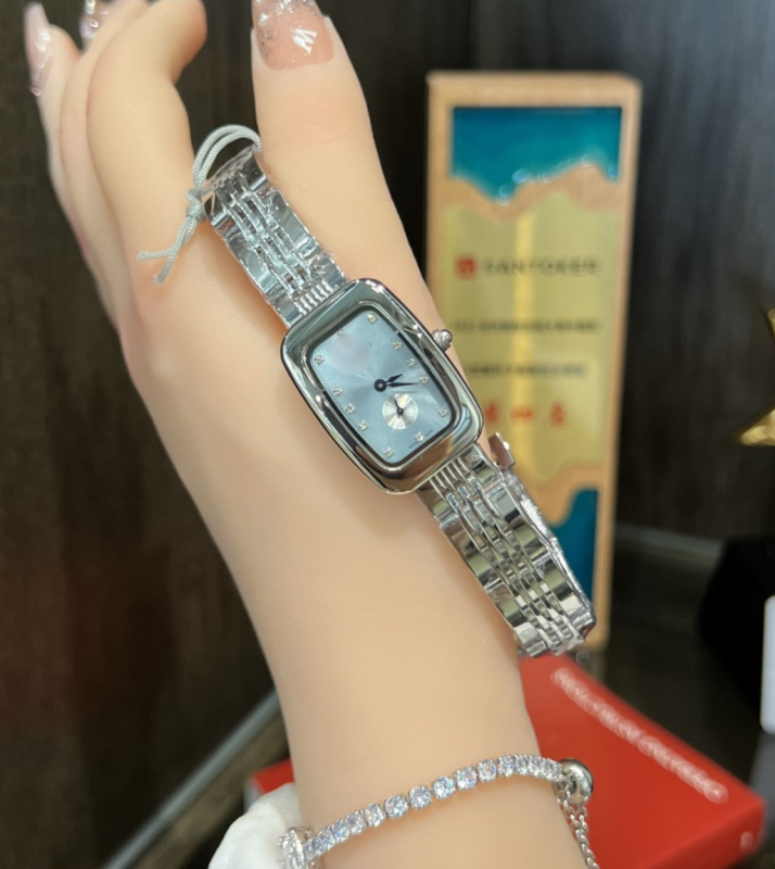 Langjia ceas de femei cu fază a lunii, cu diamante, mișcare quartz Swiss ETA, cristal de safir, rezistență la apă 50 m
