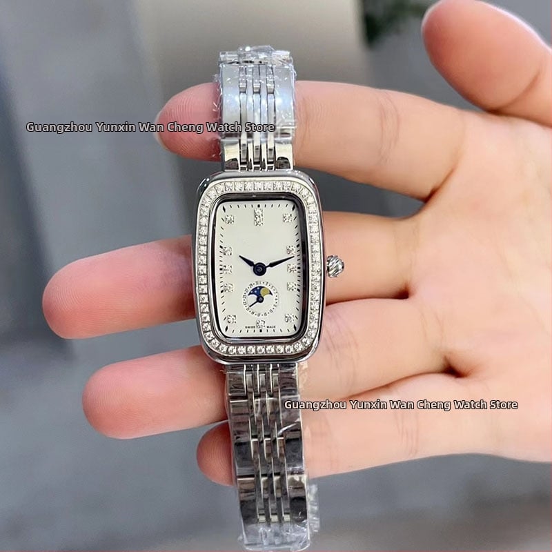 Langjia ceas de femei cu fază a lunii, cu diamante, mișcare quartz Swiss ETA, cristal de safir, rezistență la apă 50 m