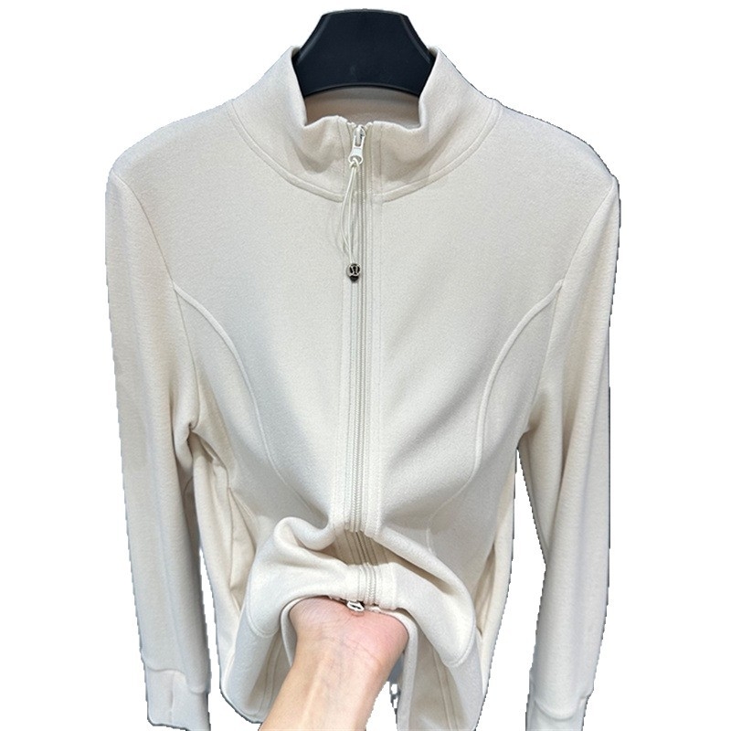 Fleece kardigán érett nők számára — hosszú ujjú, félmagas gallér, szabványos hossz, közepes vastagság, anyag: Spandex/Polyester