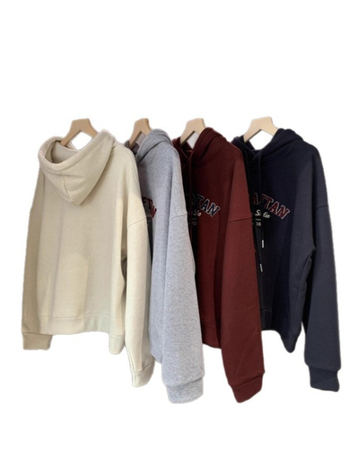 Γυναικεία ρετρό φούτερ με εκτύπωση γραμμάτων και φλίς εσωτερικά – χαλαρή γραμμή, παχιά βισκόζη, κουκούλα, χειμώνας 2025