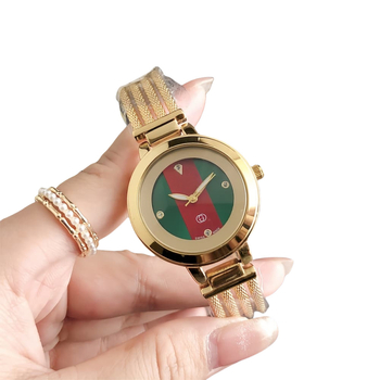 Ceas de damă cu brățară metalică, cadran perlă-efect, mișcare electronică SL68, carcasă rotundă din aliaj, nu este rezistent la apă