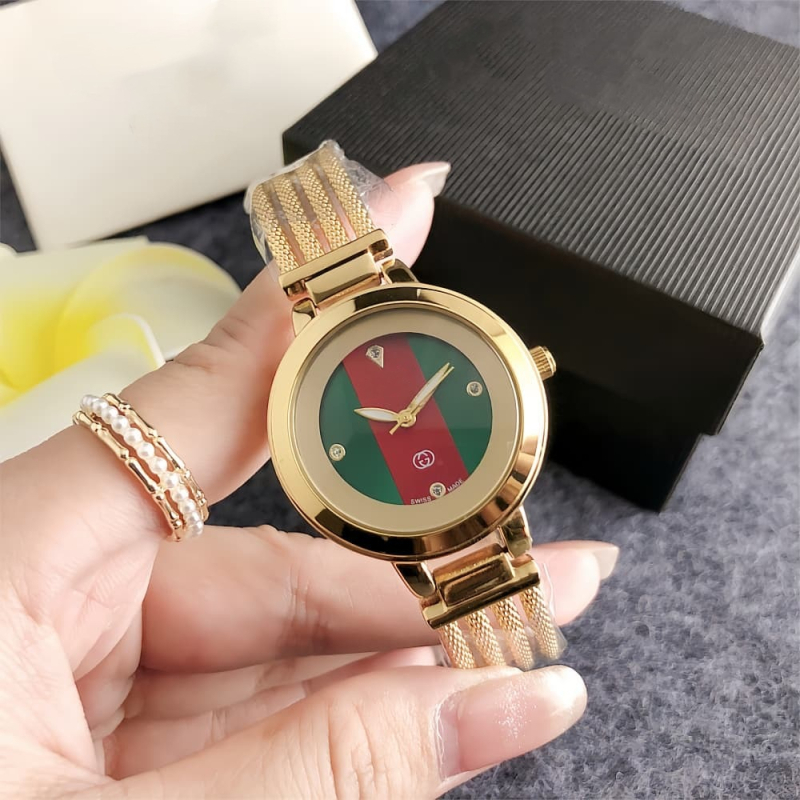 Ceas de damă cu brățară metalică, cadran perlă-efect, mișcare electronică SL68, carcasă rotundă din aliaj, nu este rezistent la apă