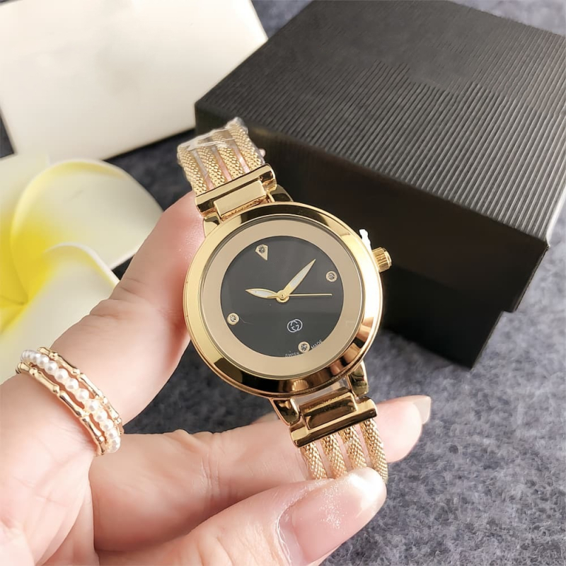 Ceas de damă cu brățară metalică, cadran perlă-efect, mișcare electronică SL68, carcasă rotundă din aliaj, nu este rezistent la apă