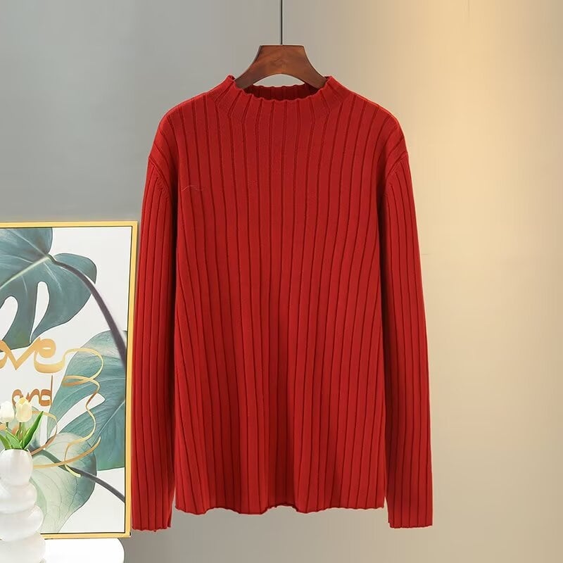 Pleten pulover s dugim rukavima i poluotvorenim ovratnikom, poliester smjesa 30–50%, jesen 2024, casual stil