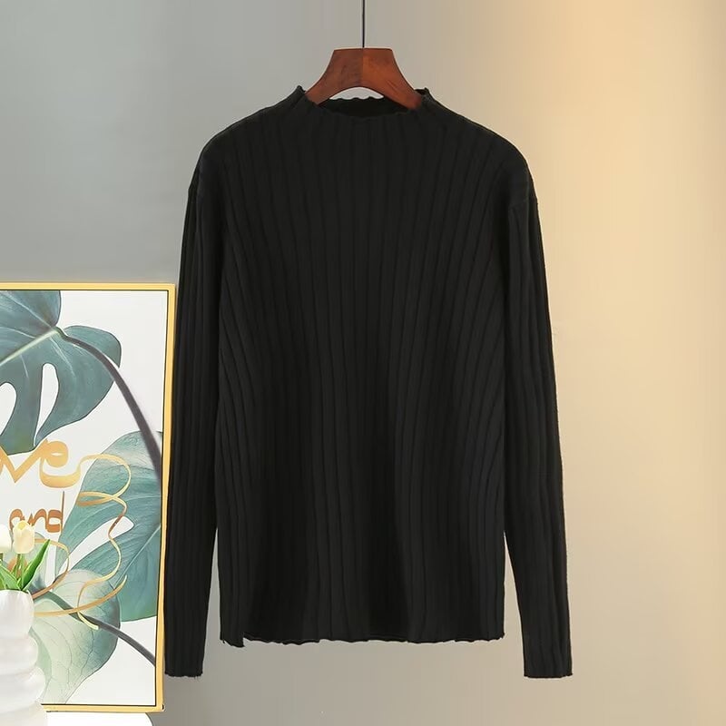 Pleten pulover s dugim rukavima i poluotvorenim ovratnikom, poliester smjesa 30–50%, jesen 2024, casual stil