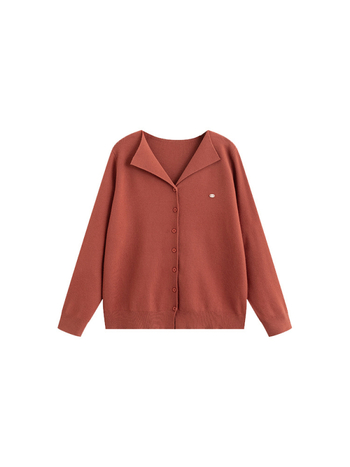 Ženski kardigan s ovratnikom, dugi rukavi, pleteni materijal od poliestera i viskoze, zima 2025