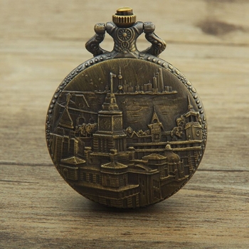 Antīkā stila kabatas pulkstenis ar pasaules laiku, kvarts mehānisms, cinka sakausējuma korpuss