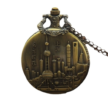 Antīkā stila kabatas pulkstenis ar pasaules laiku, kvarts mehānisms, cinka sakausējuma korpuss