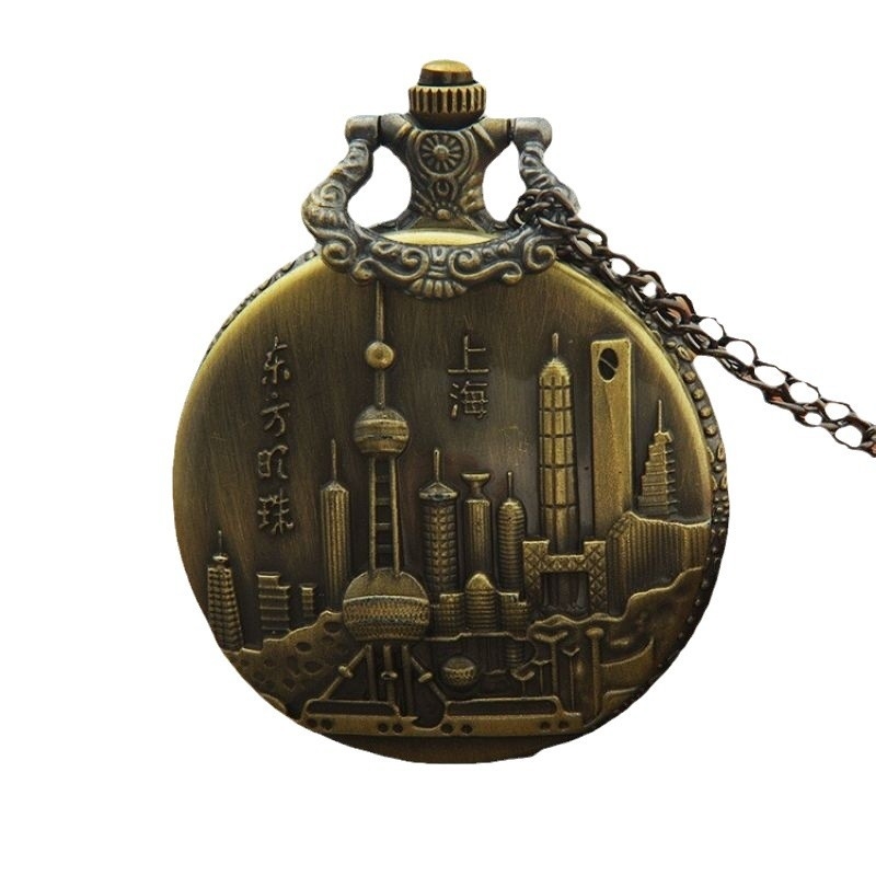 Antīkā stila kabatas pulkstenis ar pasaules laiku, kvarts mehānisms, cinka sakausējuma korpuss