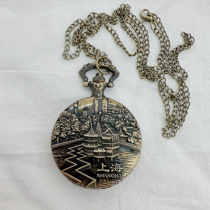 Antīkā stila kabatas pulkstenis ar pasaules laiku, kvarts mehānisms, cinka sakausējuma korpuss