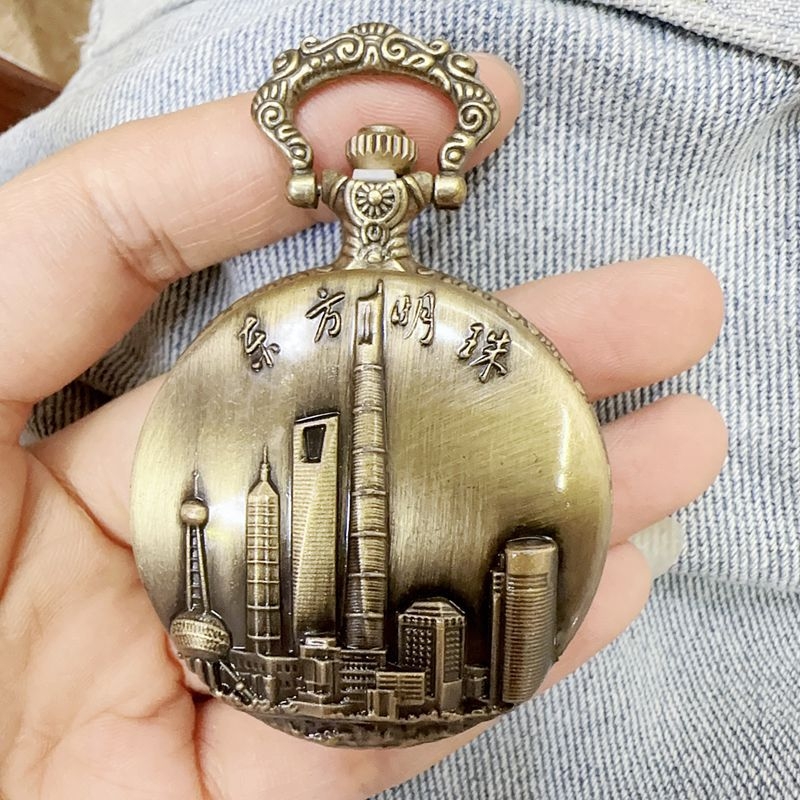 Antīkā stila kabatas pulkstenis ar pasaules laiku, kvarts mehānisms, cinka sakausējuma korpuss